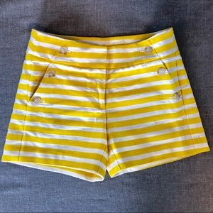 LOFT yellow and white embroidered shorts